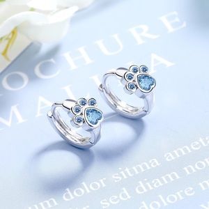 New Sterling Silver 925 Paw Print Huggie Hoop Earrings set